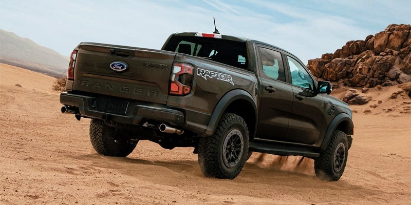 A 2024 Ford Ranger parked on a desert terrain